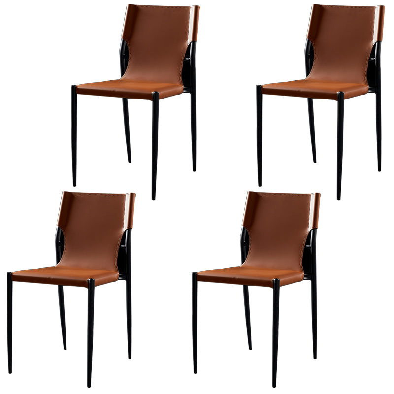 Industrial Style Armless Solid Back Chair Leather Dining Chairs