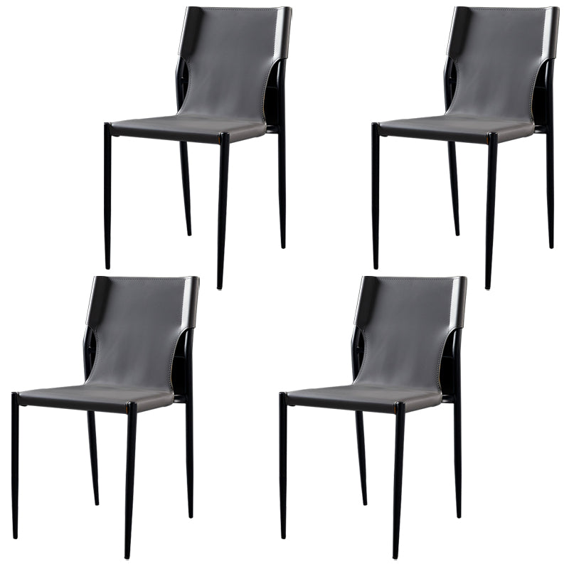 Industrial Style Armless Solid Back Chair Leather Dining Chairs