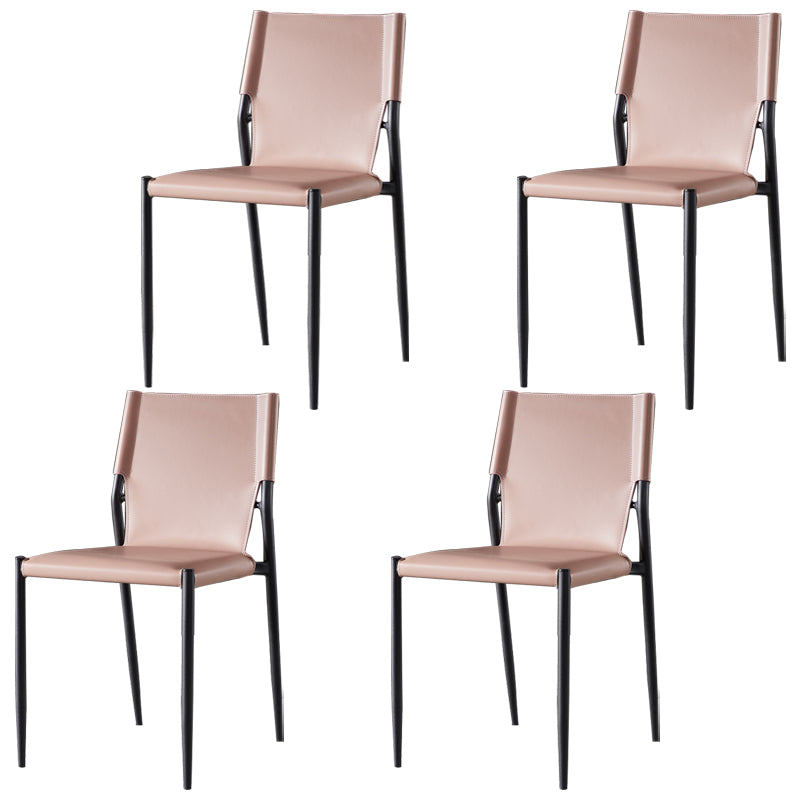 Industrial Style Armless Solid Back Chair Leather Dining Chairs