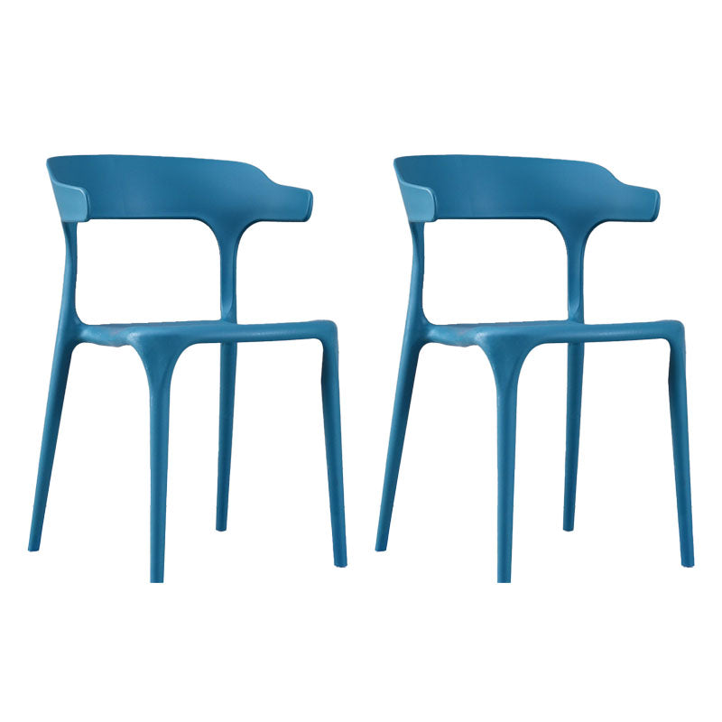 Contemporary Stackable Chairs Dining Open Back Armless Chairs with Plastic Legs