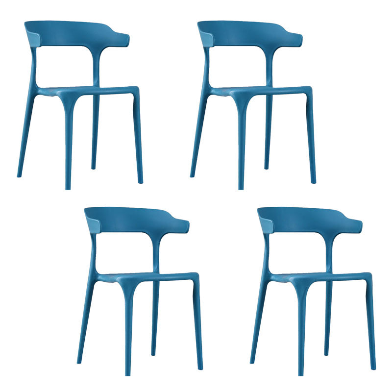 Contemporary Stackable Chairs Dining Open Back Armless Chairs with Plastic Legs