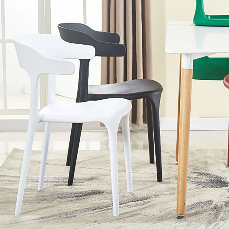 Contemporary Stackable Chairs Dining Open Back Armless Chairs with Plastic Legs