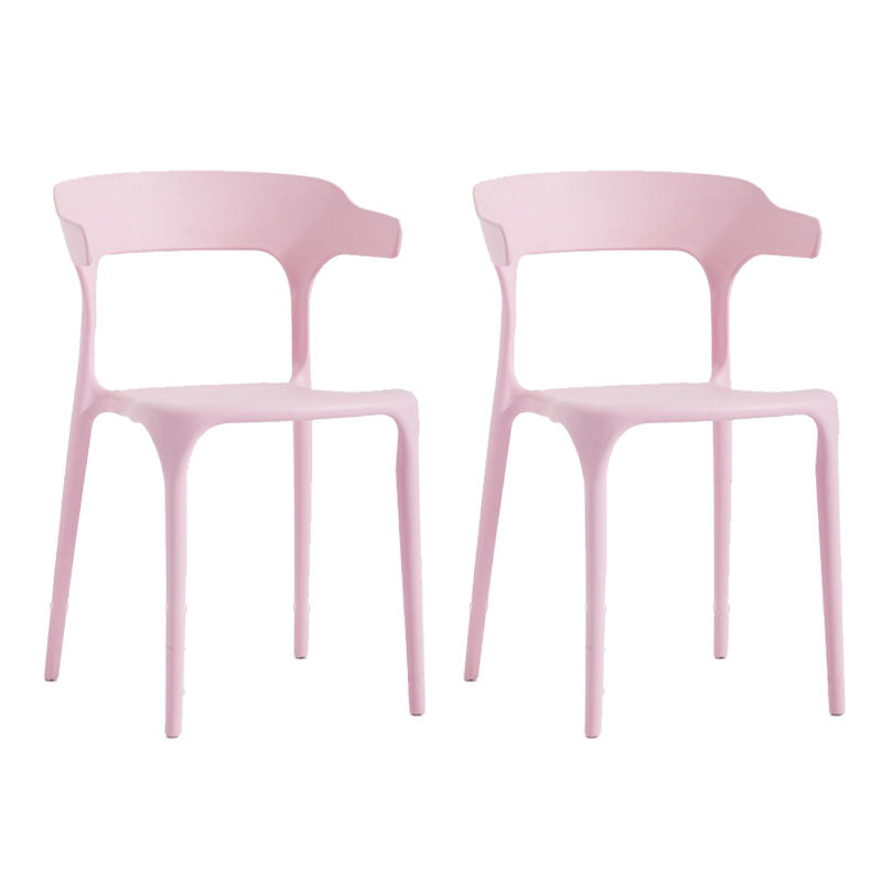 Contemporary Stackable Chairs Dining Open Back Armless Chairs with Plastic Legs