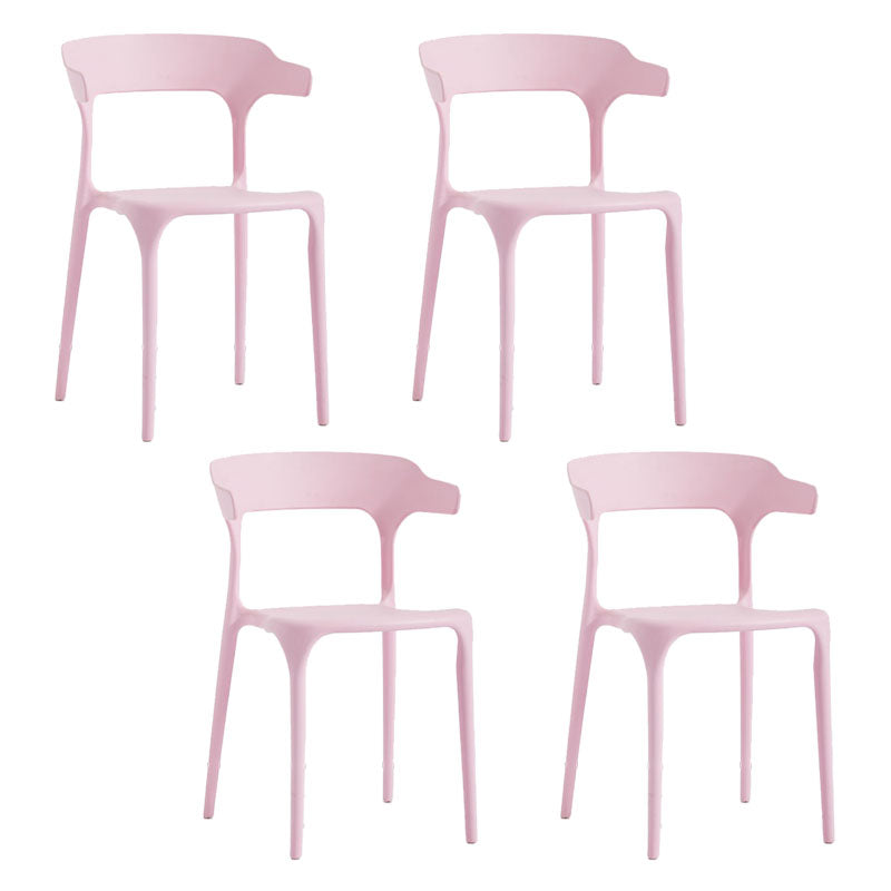 Contemporary Stackable Chairs Dining Open Back Armless Chairs with Plastic Legs