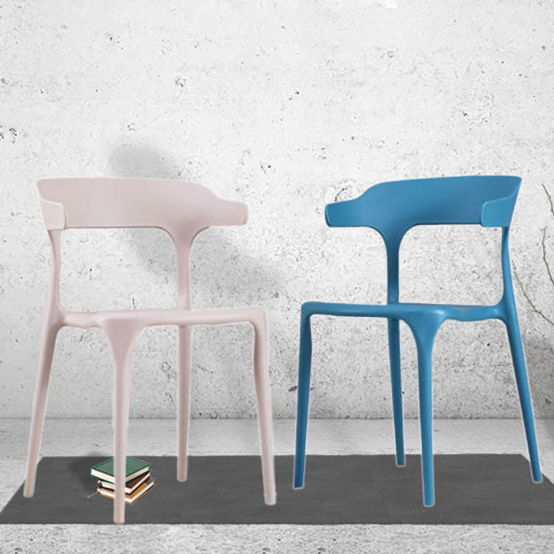 Contemporary Stackable Chairs Dining Open Back Armless Chairs with Plastic Legs