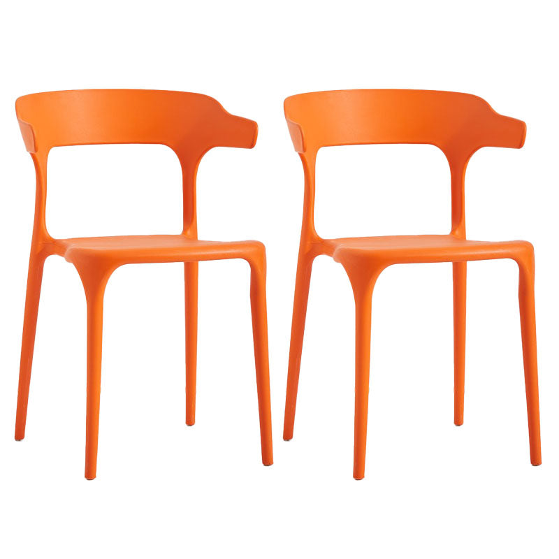 Contemporary Stackable Chairs Dining Open Back Armless Chairs with Plastic Legs