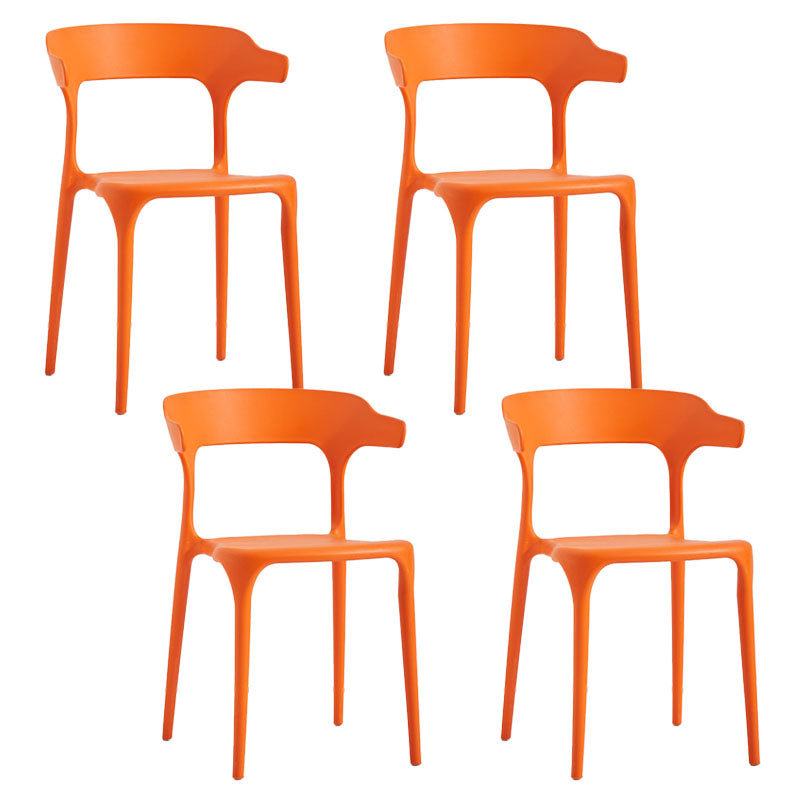 Contemporary Stackable Chairs Dining Open Back Armless Chairs with Plastic Legs