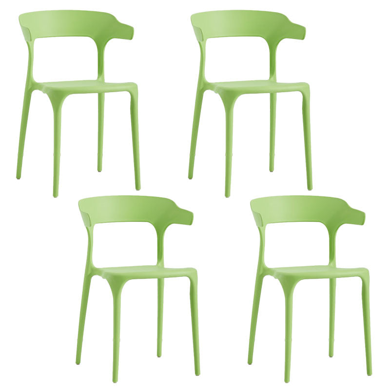 Contemporary Stackable Chairs Dining Open Back Armless Chairs with Plastic Legs