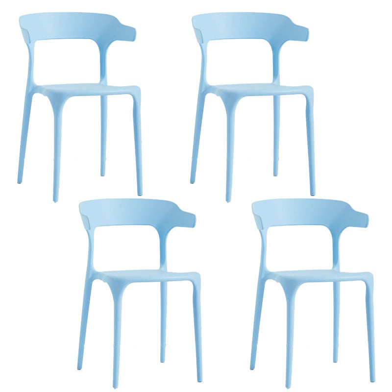 Contemporary Stackable Chairs Dining Open Back Armless Chairs with Plastic Legs