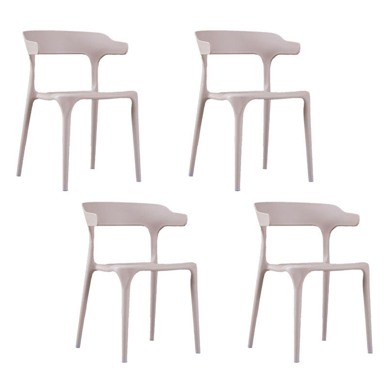 Contemporary Stackable Chairs Dining Open Back Armless Chairs with Plastic Legs