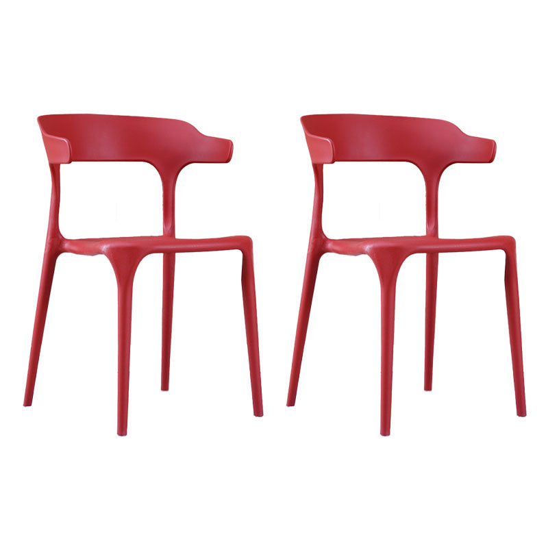 Contemporary Stackable Chairs Dining Open Back Armless Chairs with Plastic Legs