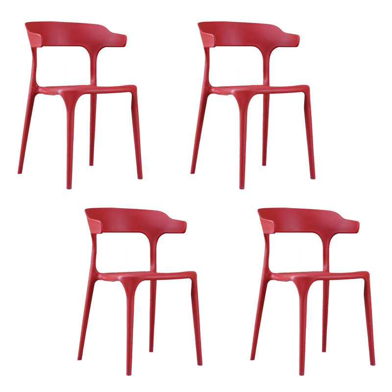 Contemporary Stackable Chairs Dining Open Back Armless Chairs with Plastic Legs