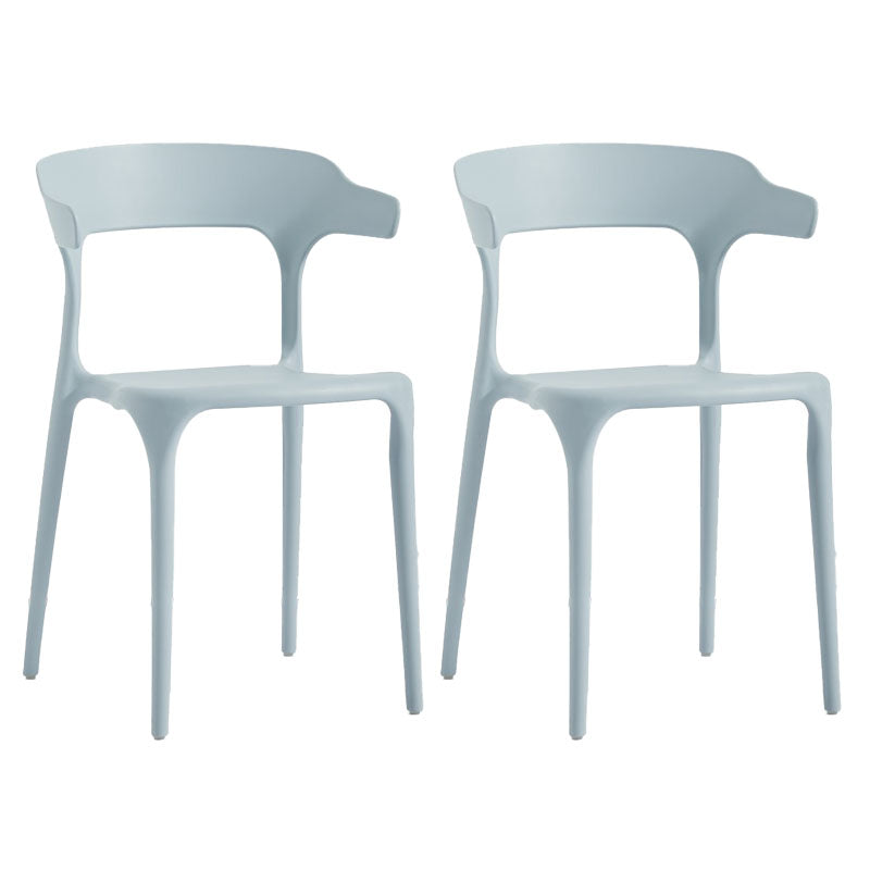 Contemporary Stackable Chairs Dining Open Back Armless Chairs with Plastic Legs