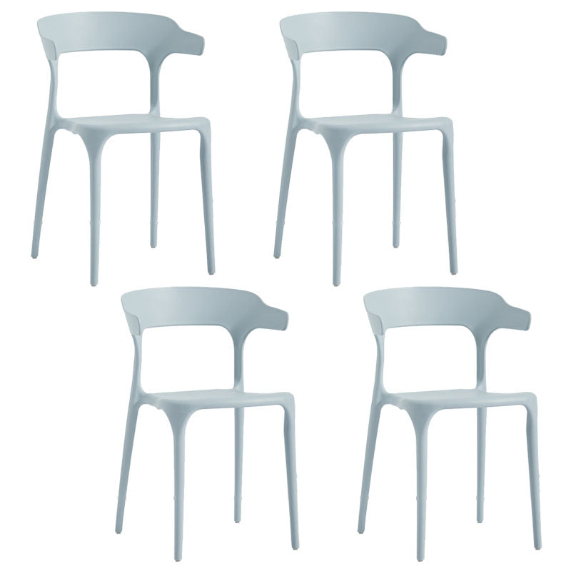 Contemporary Stackable Chairs Dining Open Back Armless Chairs with Plastic Legs