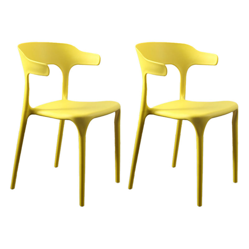 Contemporary Stackable Chairs Dining Open Back Armless Chairs with Plastic Legs