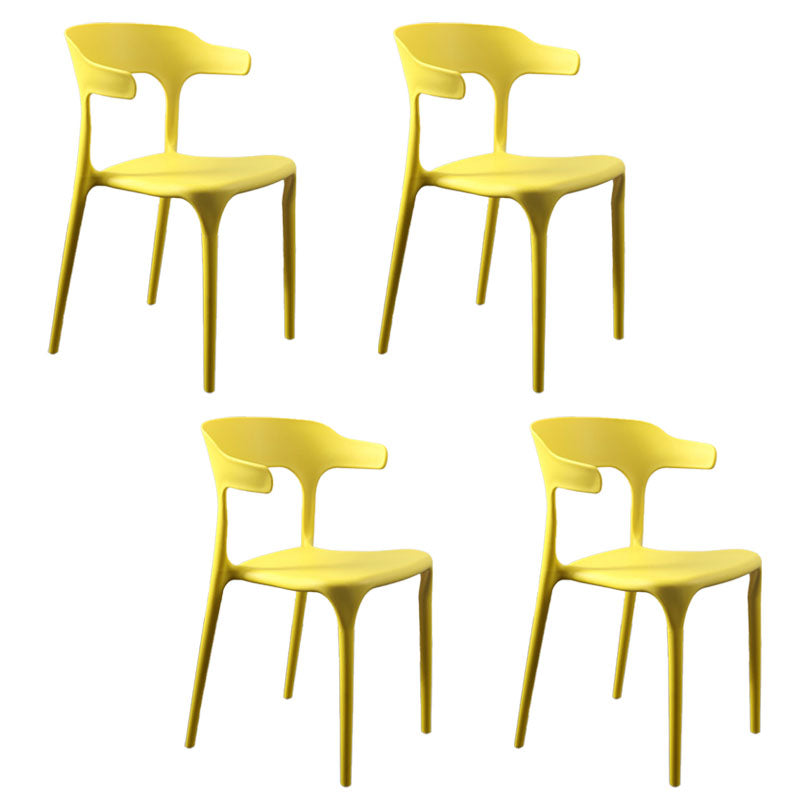 Contemporary Stackable Chairs Dining Open Back Armless Chairs with Plastic Legs