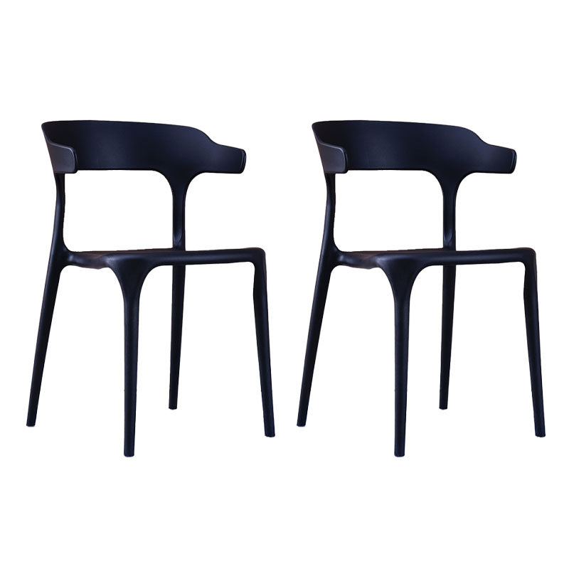 Contemporary Stackable Chairs Dining Open Back Armless Chairs with Plastic Legs