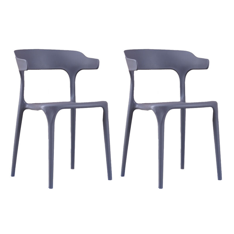 Contemporary Stackable Chairs Dining Open Back Armless Chairs with Plastic Legs