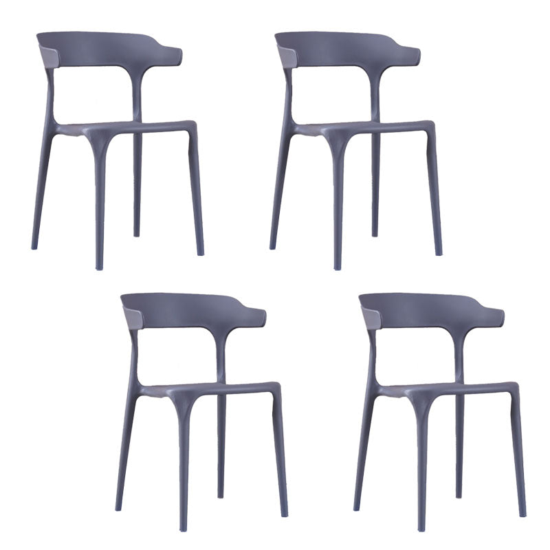 Contemporary Stackable Chairs Dining Open Back Armless Chairs with Plastic Legs