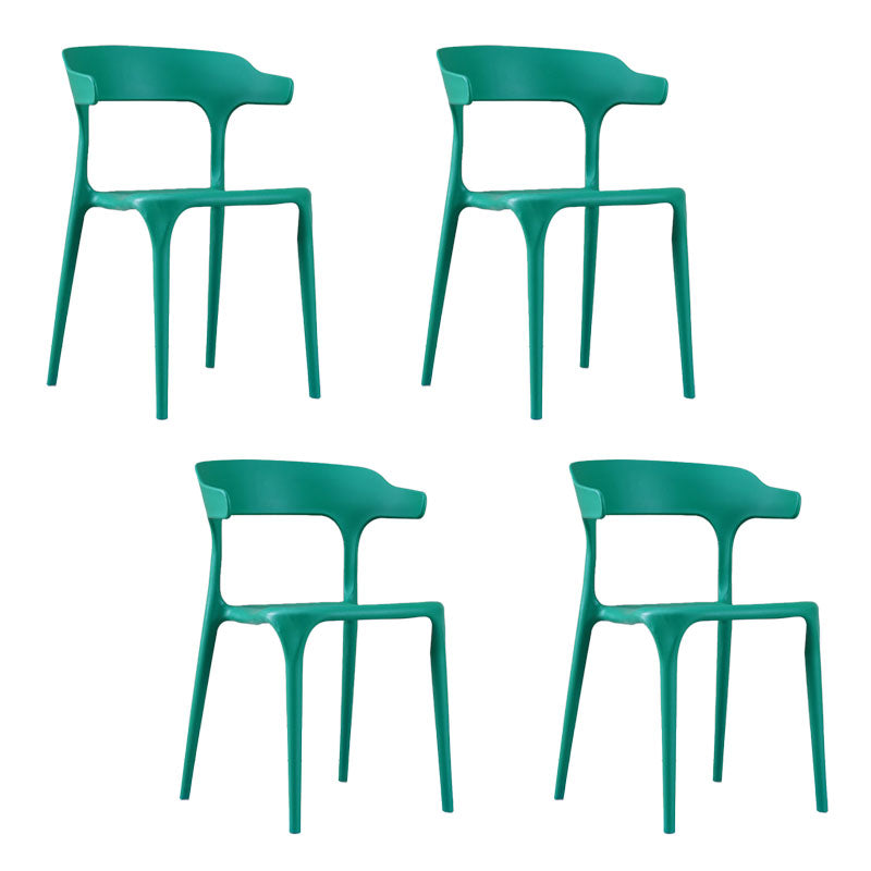 Contemporary Stackable Chairs Dining Open Back Armless Chairs with Plastic Legs