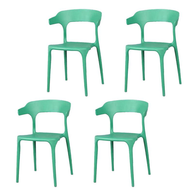 Contemporary Stackable Chairs Dining Open Back Arm Chairs with Plastic Legs