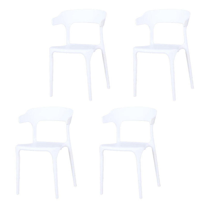 Contemporary Stackable Chairs Dining Open Back Arm Chairs with Plastic Legs