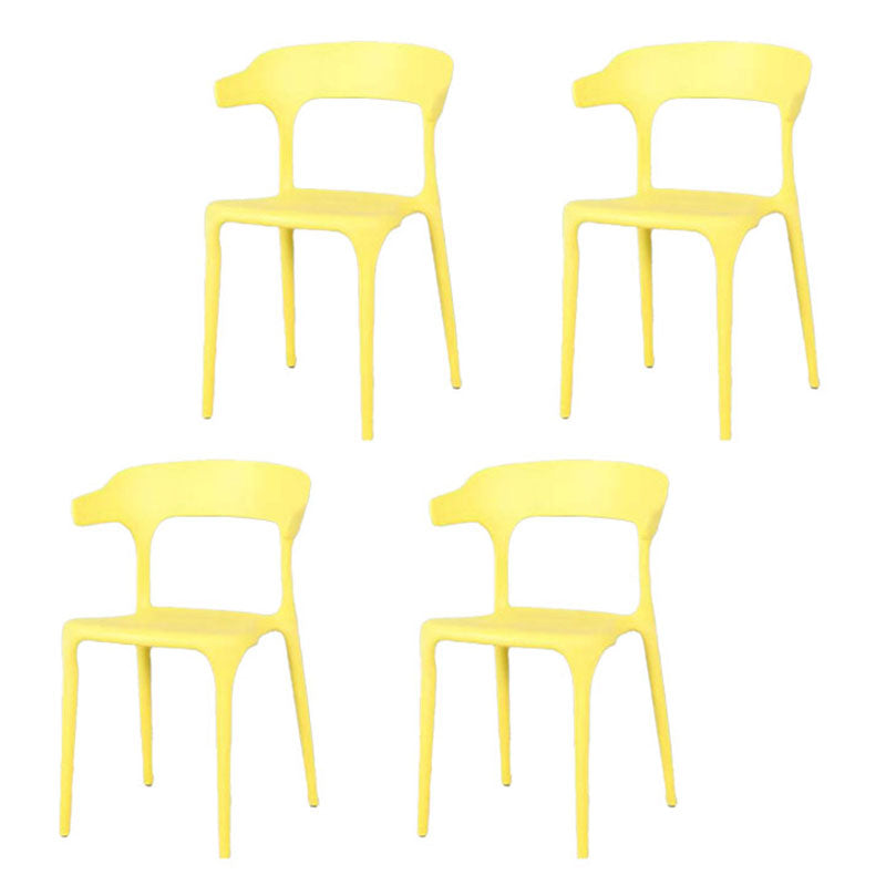 Contemporary Stackable Chairs Dining Open Back Arm Chairs with Plastic Legs