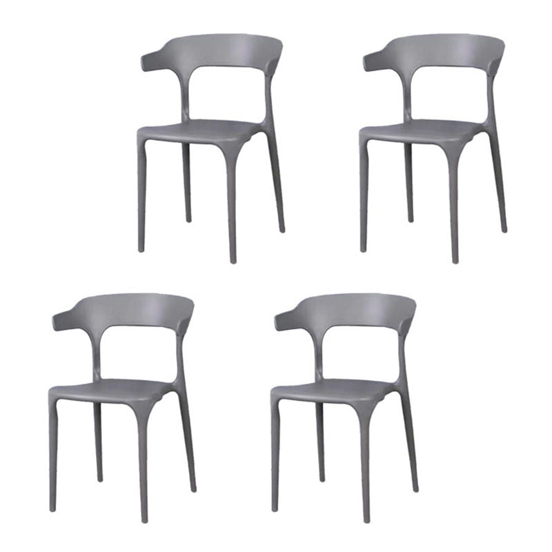 Contemporary Stackable Chairs Dining Open Back Arm Chairs with Plastic Legs