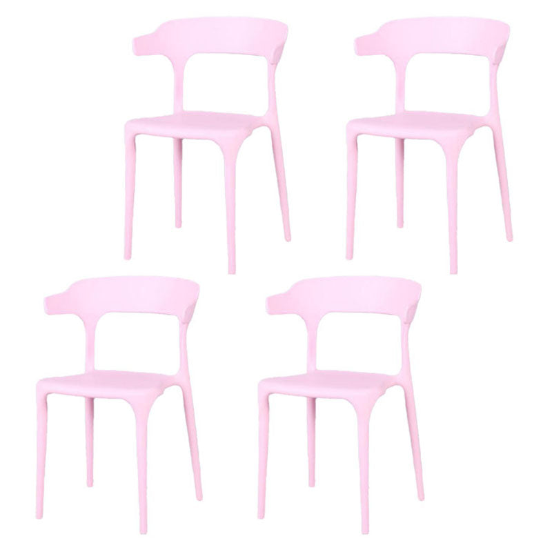 Contemporary Stackable Chairs Dining Open Back Arm Chairs with Plastic Legs