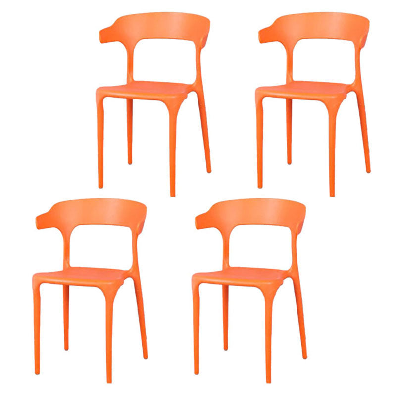 Contemporary Stackable Chairs Dining Open Back Arm Chairs with Plastic Legs