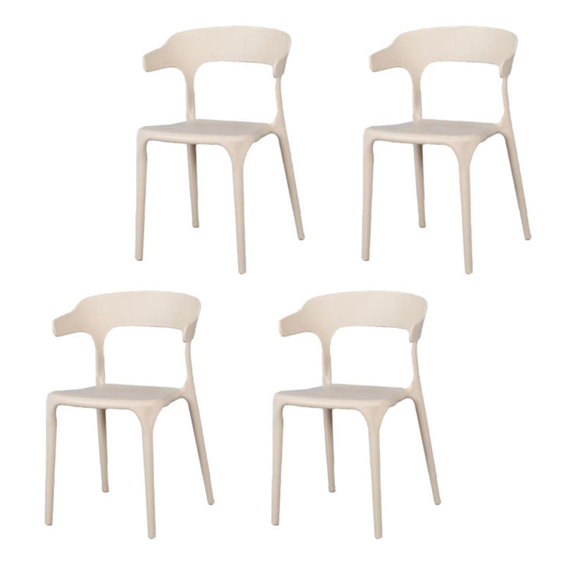 Contemporary Stackable Chairs Dining Open Back Arm Chairs with Plastic Legs