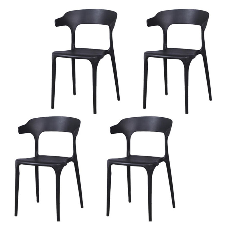 Contemporary Stackable Chairs Dining Open Back Arm Chairs with Plastic Legs