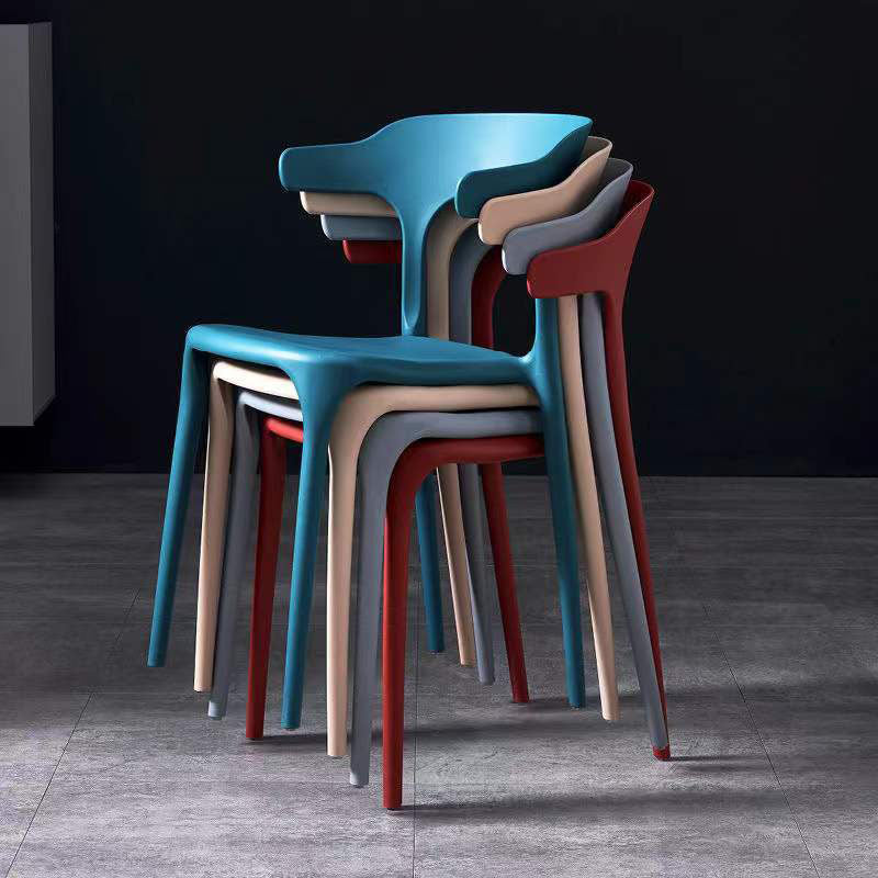 Contemporary Stackable Chairs Dining Open Back Arm Chairs with Plastic Legs