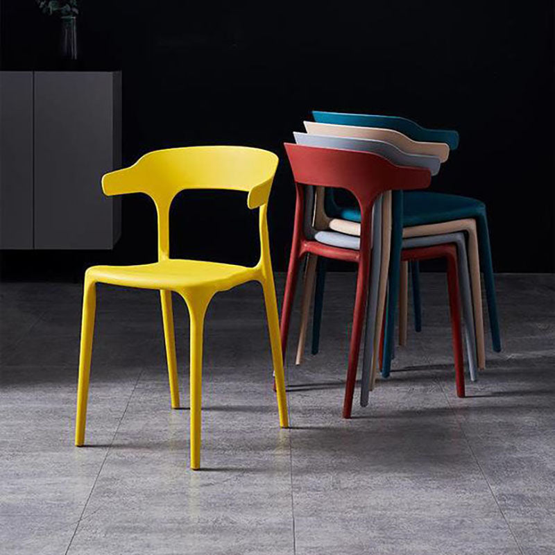 Contemporary Stackable Chairs Dining Open Back Arm Chairs with Plastic Legs