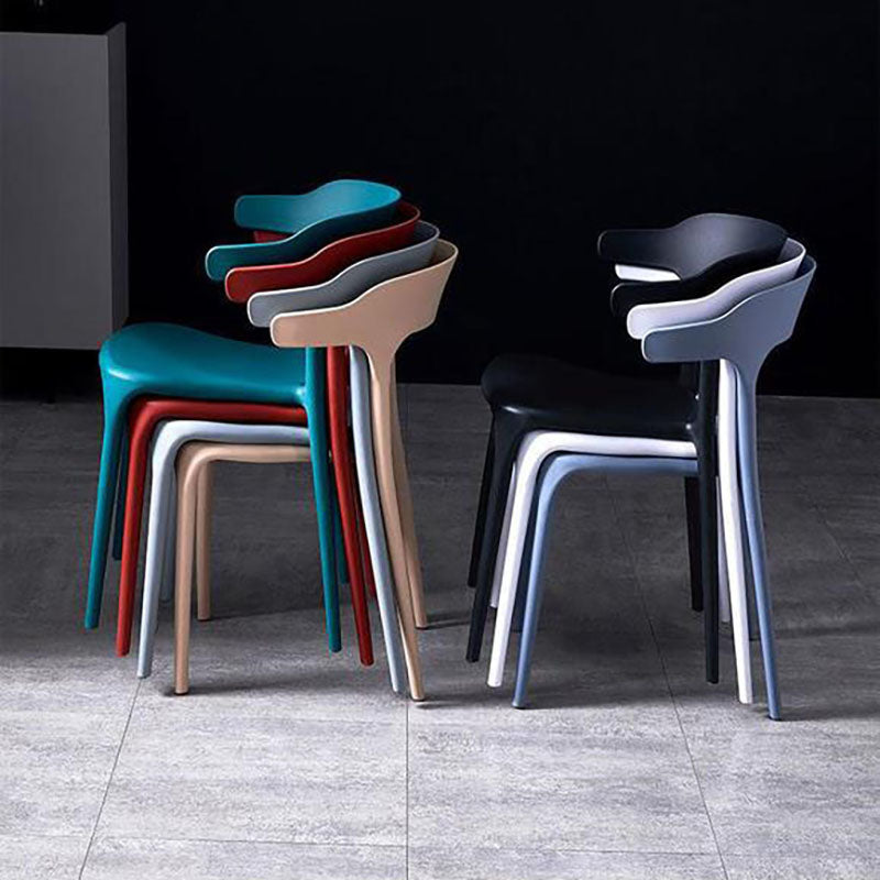 Contemporary Stackable Chairs Dining Open Back Arm Chairs with Plastic Legs