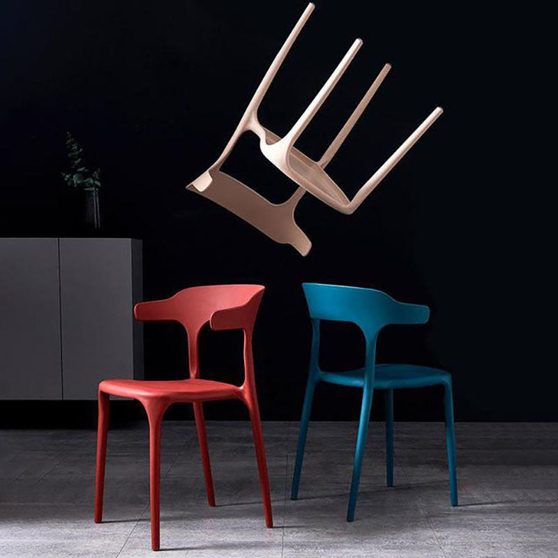 Contemporary Stackable Chairs Dining Open Back Arm Chairs with Plastic Legs