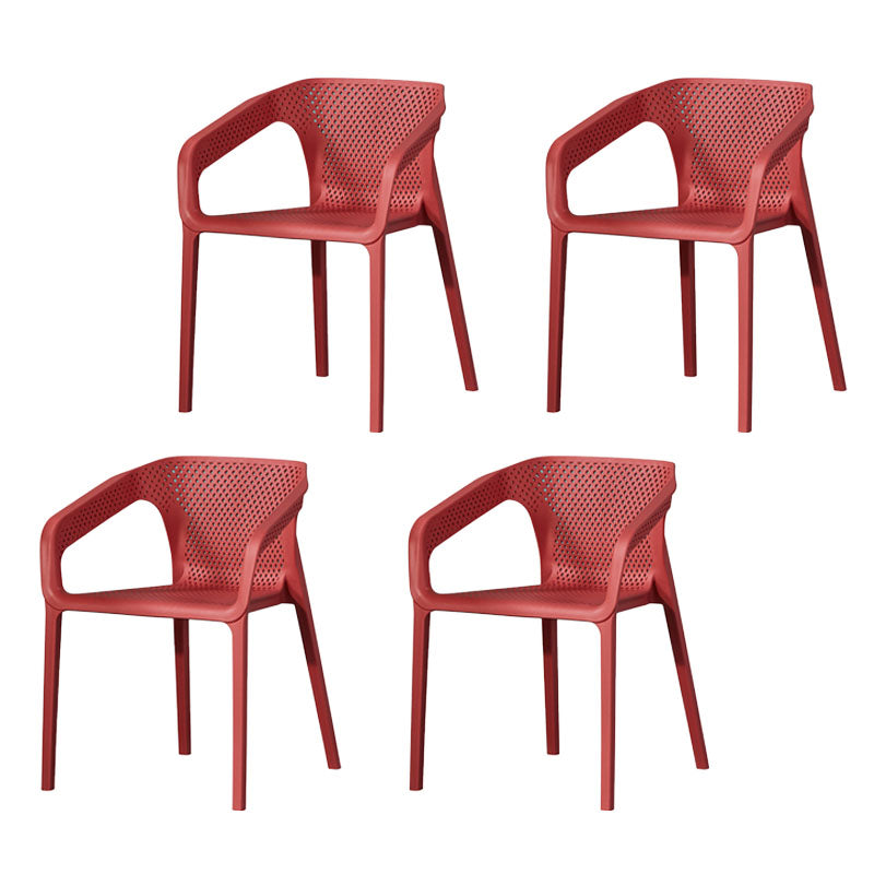 Contemporary Stackable Chair Dining Kitchen Arm Chairs with Plastic Legs