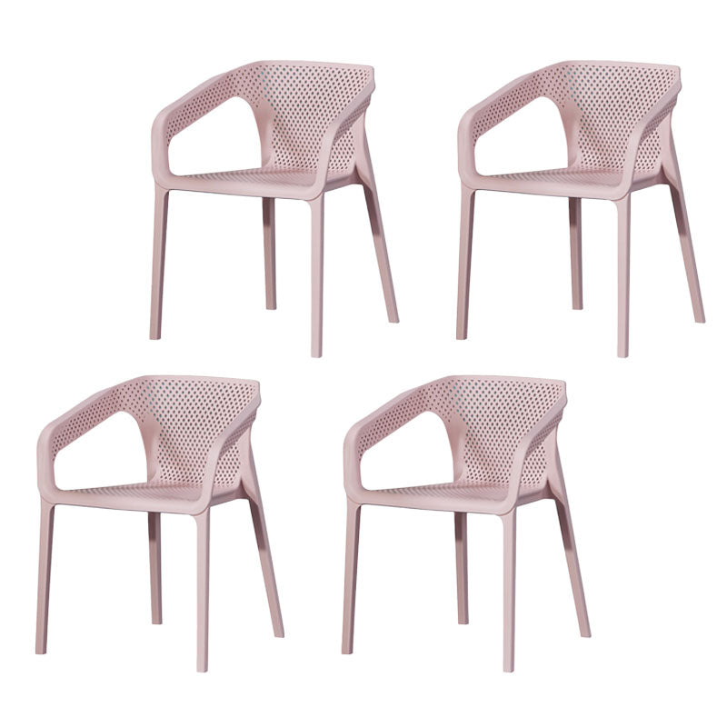 Contemporary Stackable Chair Dining Kitchen Arm Chairs with Plastic Legs