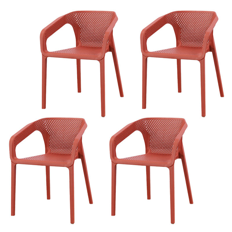 Contemporary Stackable Chair Dining Kitchen Arm Chairs with Plastic Legs