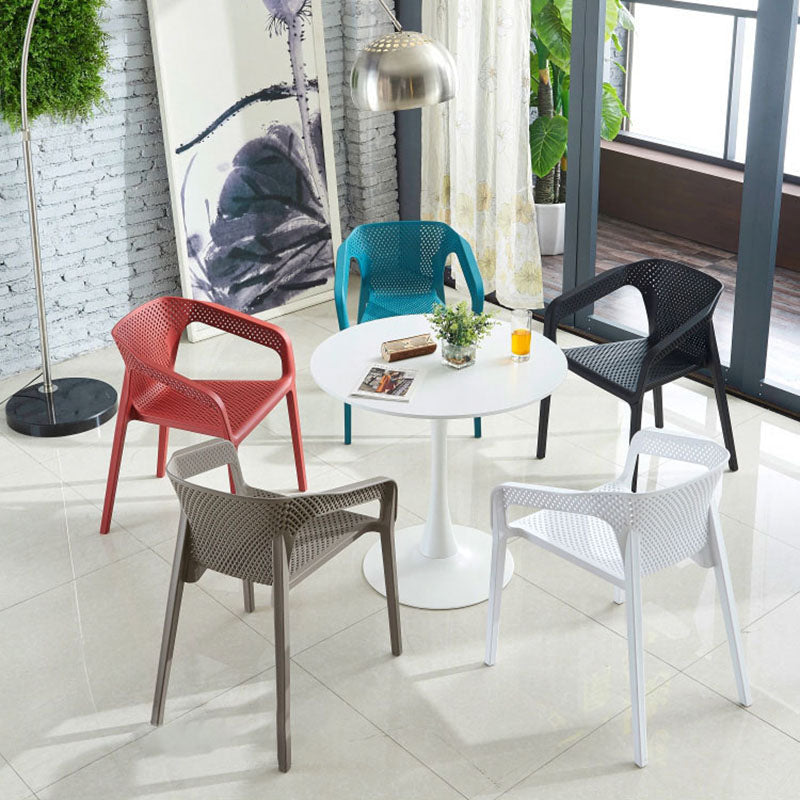 Contemporary Stackable Chair Dining Kitchen Arm Chairs with Plastic Legs