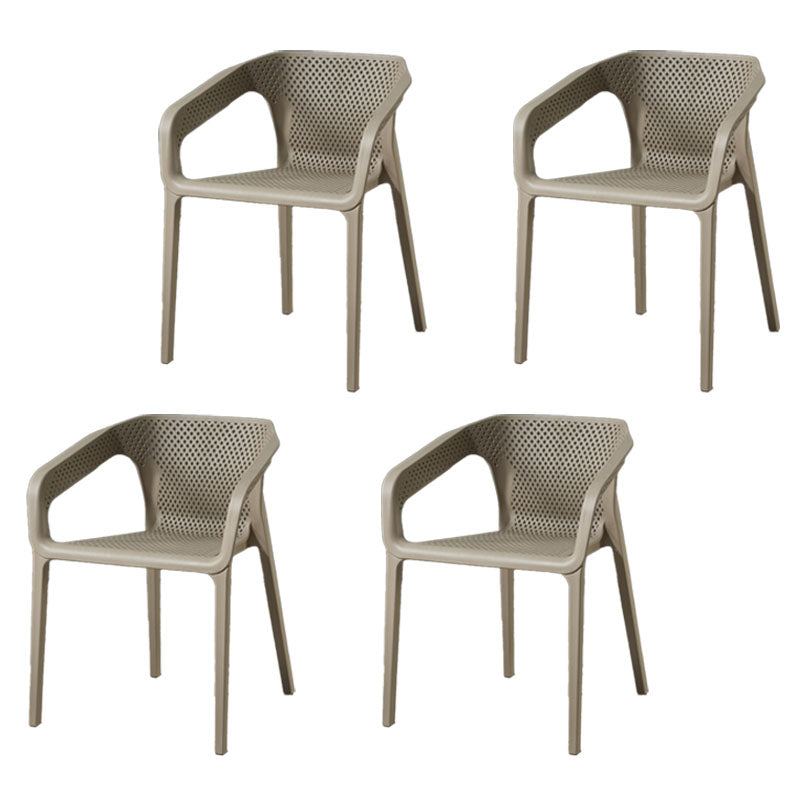 Contemporary Stackable Chair Dining Kitchen Arm Chairs with Plastic Legs