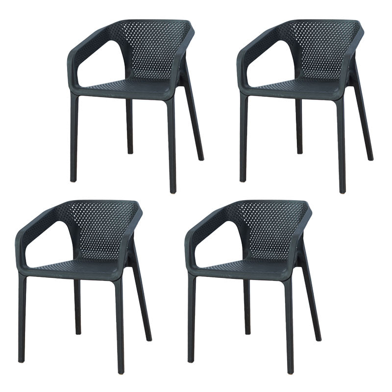 Contemporary Stackable Chair Dining Kitchen Arm Chairs with Plastic Legs