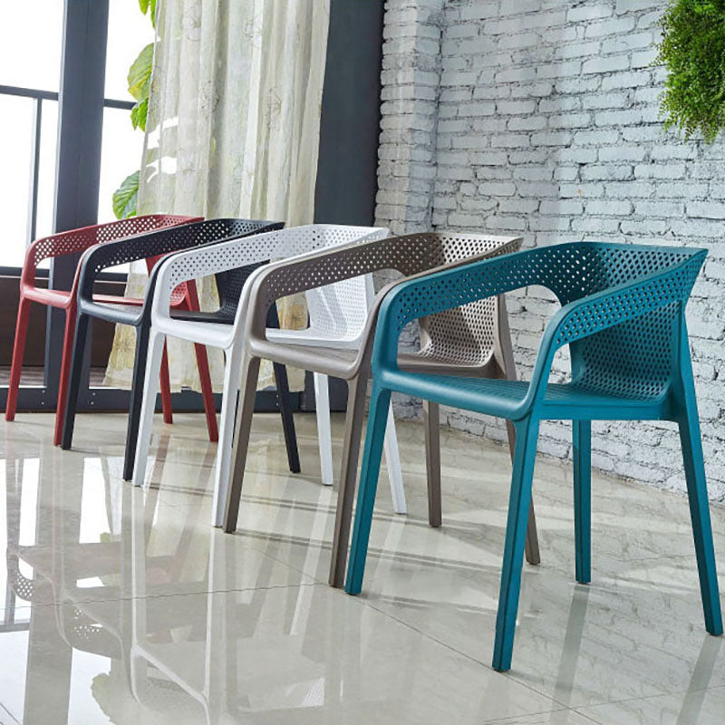 Contemporary Stackable Chair Dining Kitchen Arm Chairs with Plastic Legs