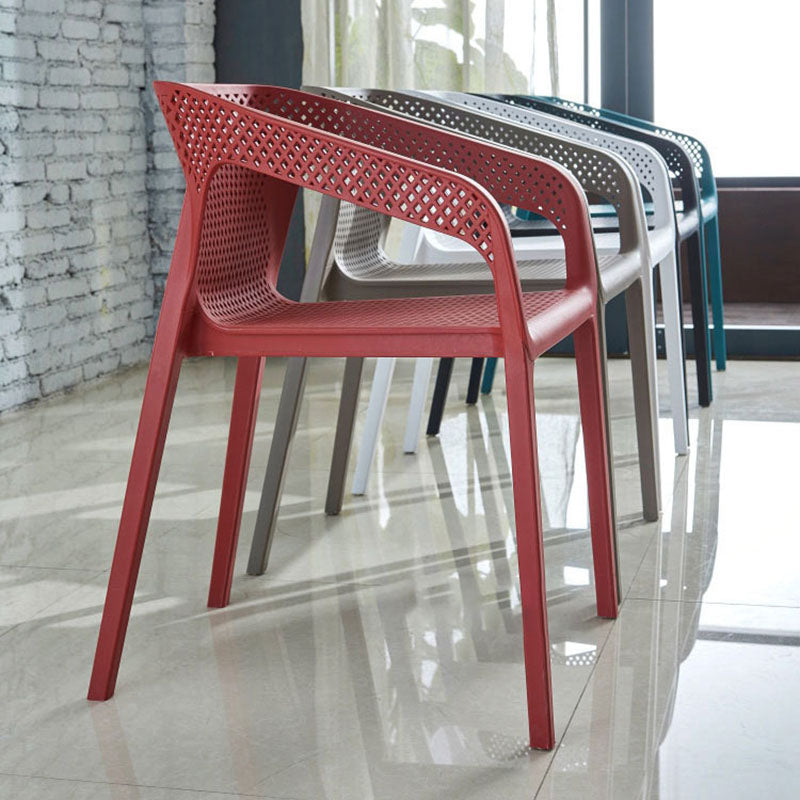 Contemporary Stackable Chair Dining Kitchen Arm Chairs with Plastic Legs