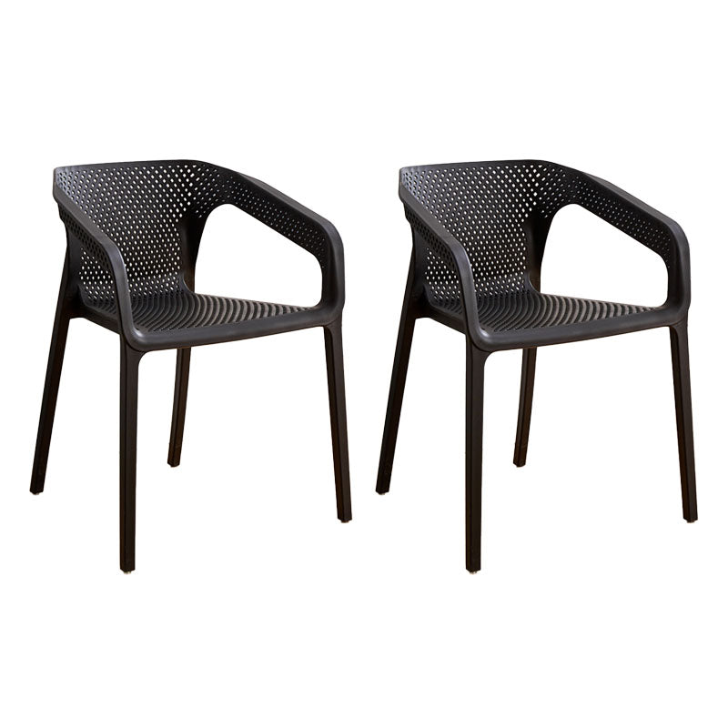 Contemporary Stackable Chairs Dining Kitchen Arm Chairs with Plastic Legs