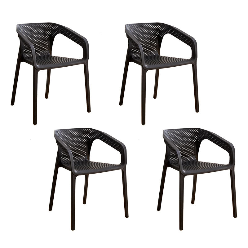 Contemporary Stackable Chairs Dining Kitchen Arm Chairs with Plastic Legs