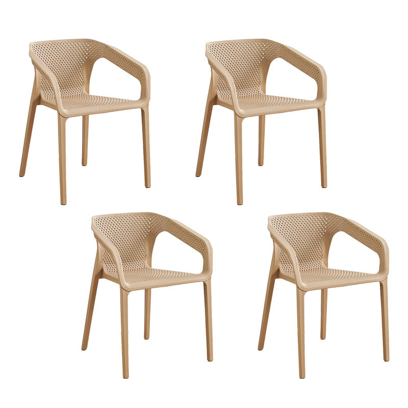 Contemporary Stackable Chairs Dining Kitchen Arm Chairs with Plastic Legs