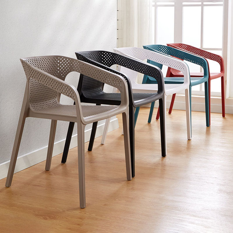 Contemporary Stackable Chairs Dining Kitchen Arm Chairs with Plastic Legs