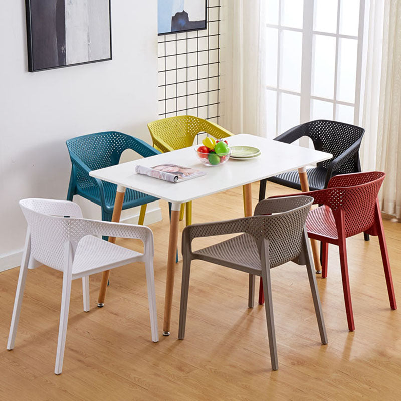 Contemporary Stackable Chairs Dining Kitchen Arm Chairs with Plastic Legs