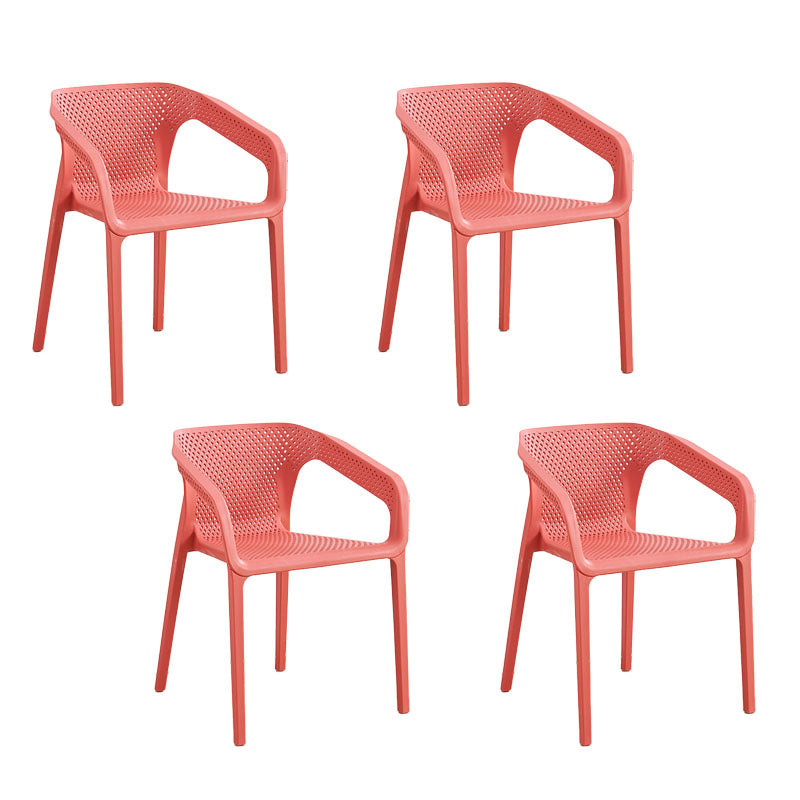 Contemporary Stackable Chairs Dining Kitchen Arm Chairs with Plastic Legs